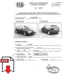 1993 Citroen ZX 16V FIA homologation form PDF download